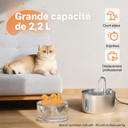 Fontaine à eau inox pour chat, capacité 2,2 litres