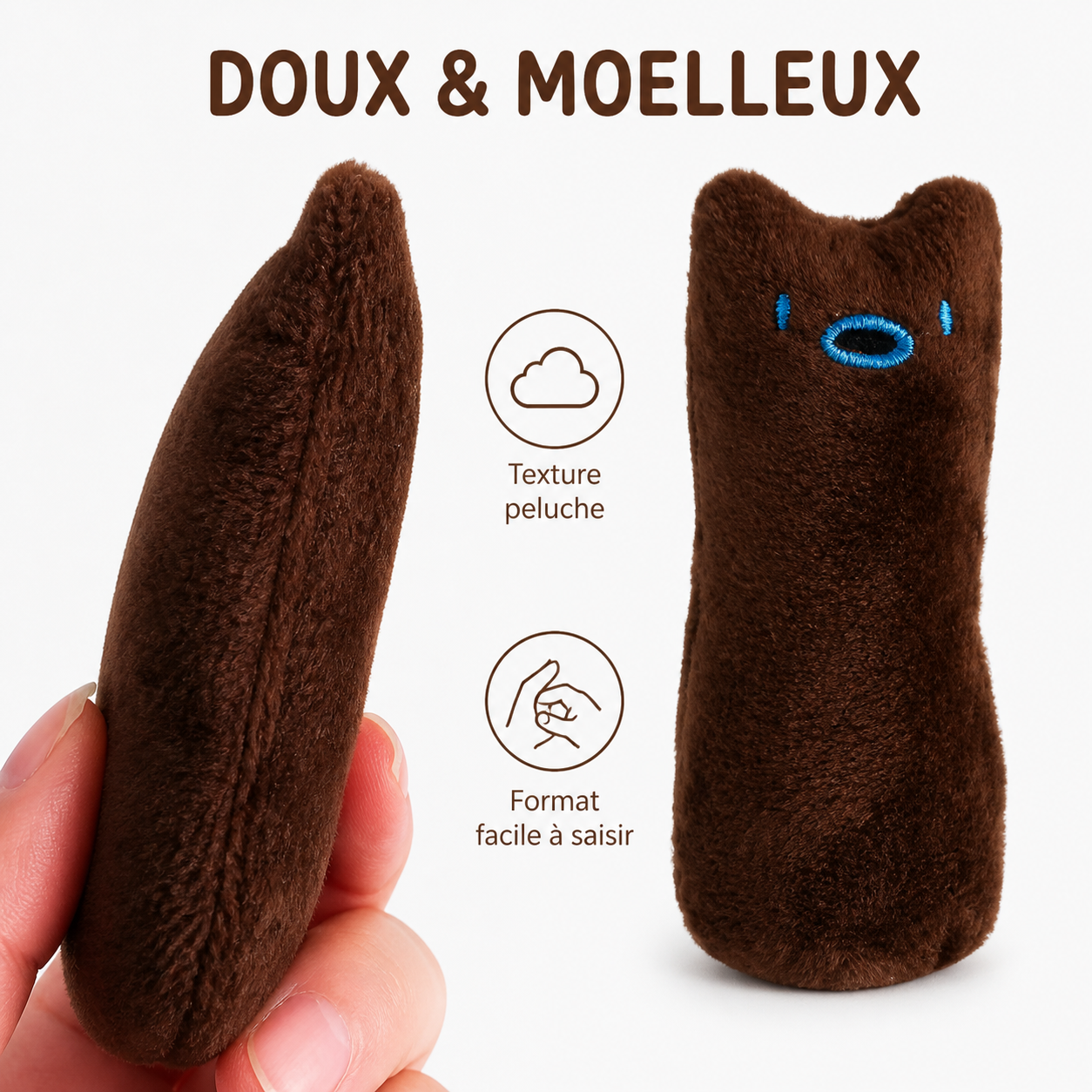Jouet herbe-à-chat, texture douce et format adapté