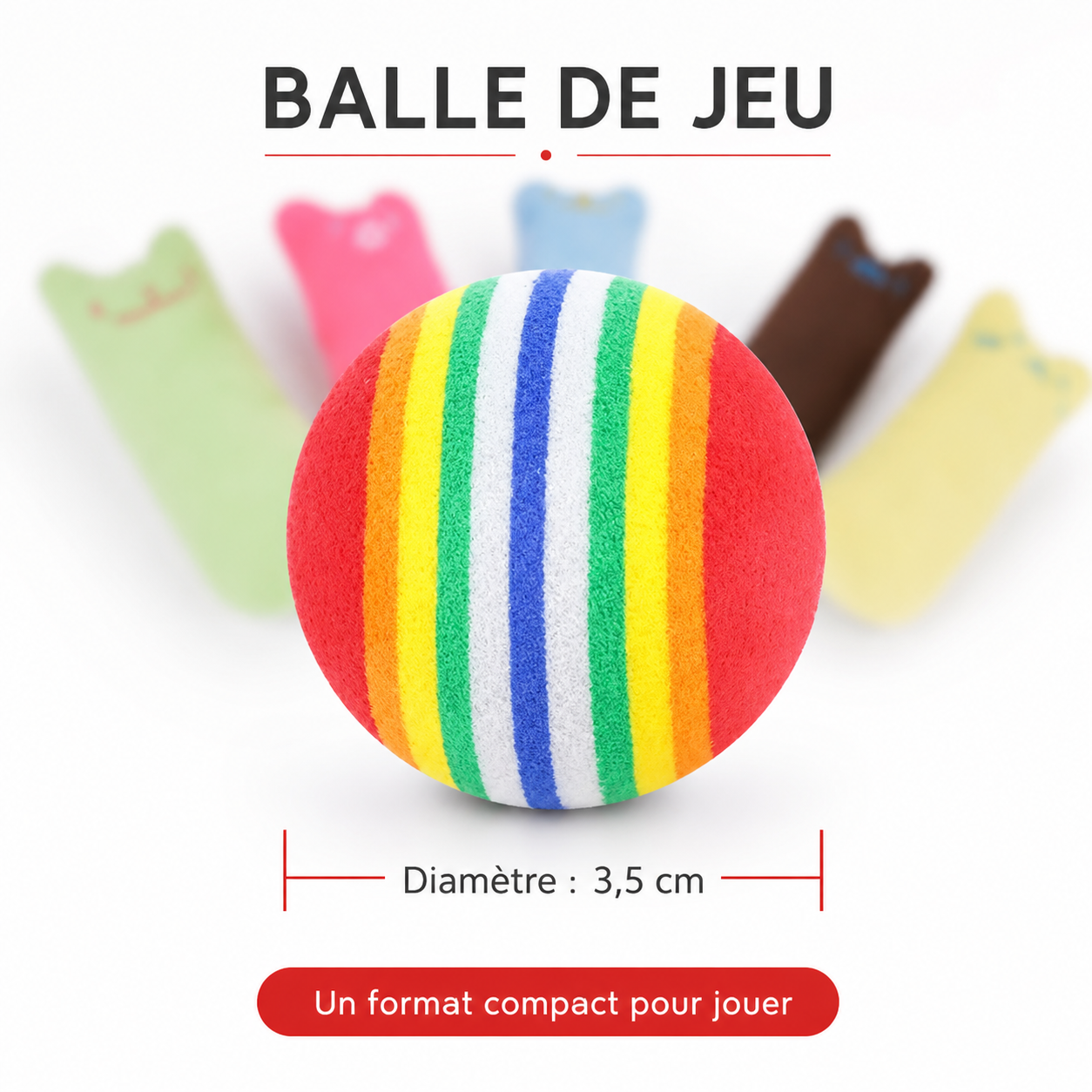 Jouet herbe-à-chat, balle de jeu 3,5 cm
