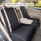 Housse de protection auto pour chien, installation avec accoudoir central