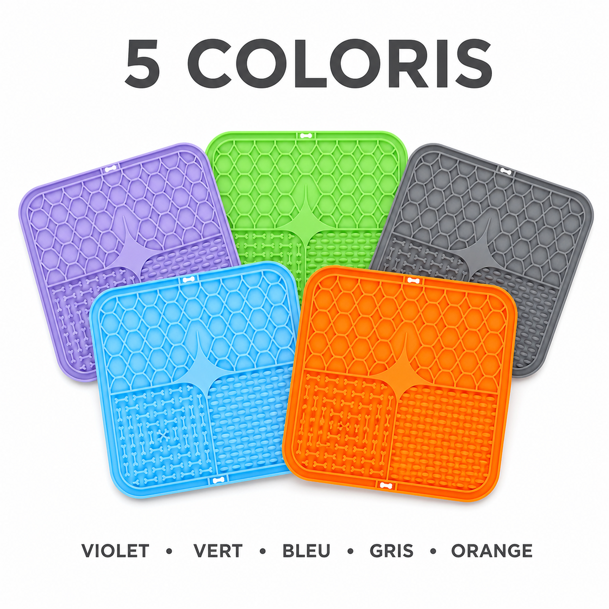 Tapis de léchage anti-stress, 5 coloris disponibles