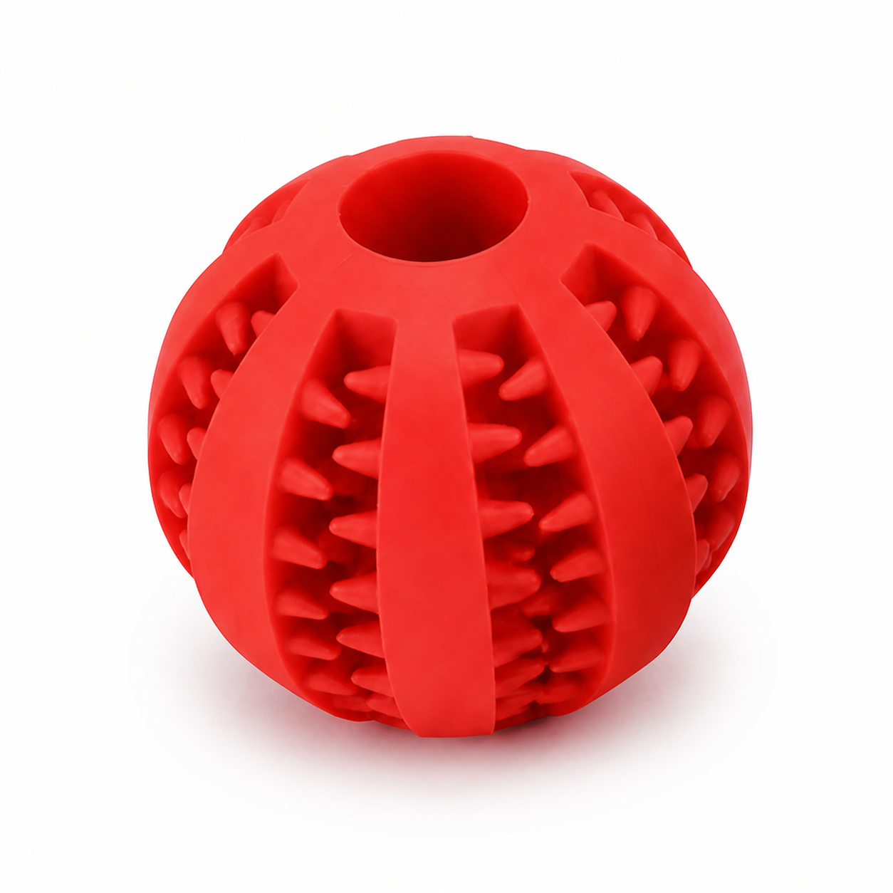 Balle dentaire interactive pour chien, coloris rouge