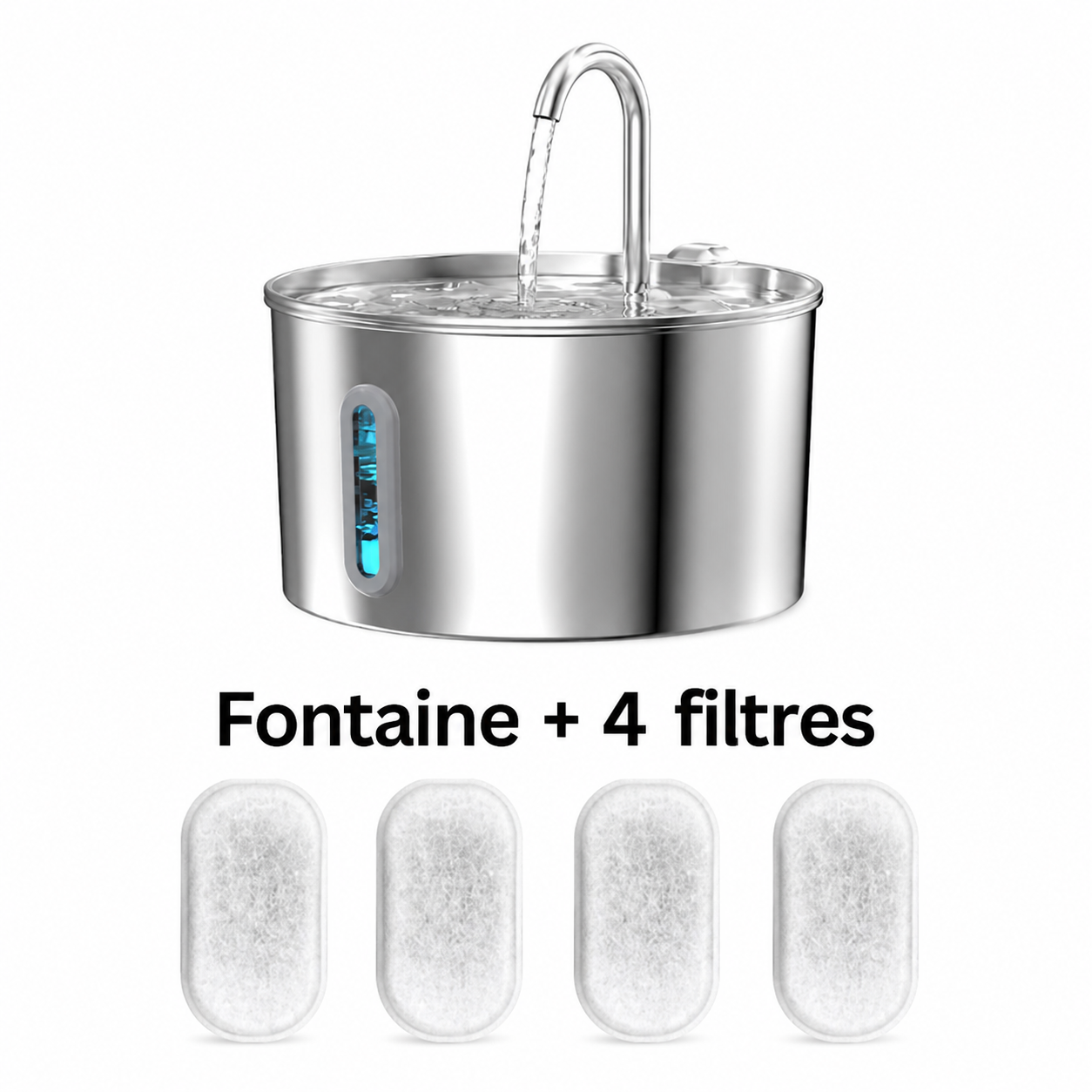 Fontaine à eau inox pour chat, lot de 4 filtres