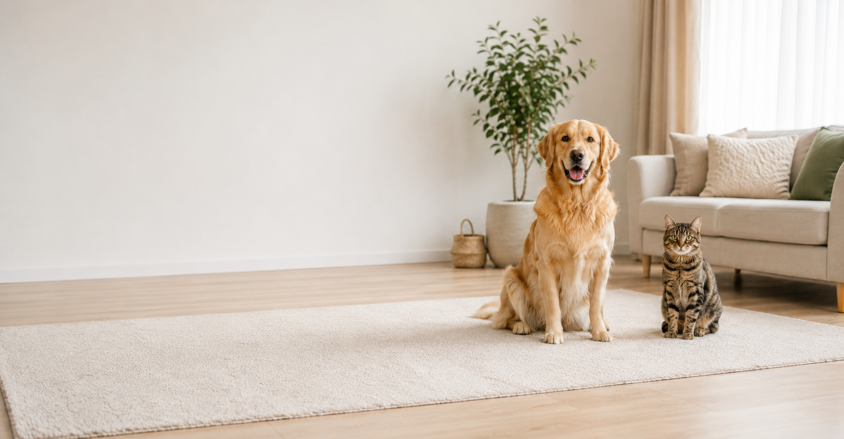 Un chien et un chat dans un intérieur chaleureux