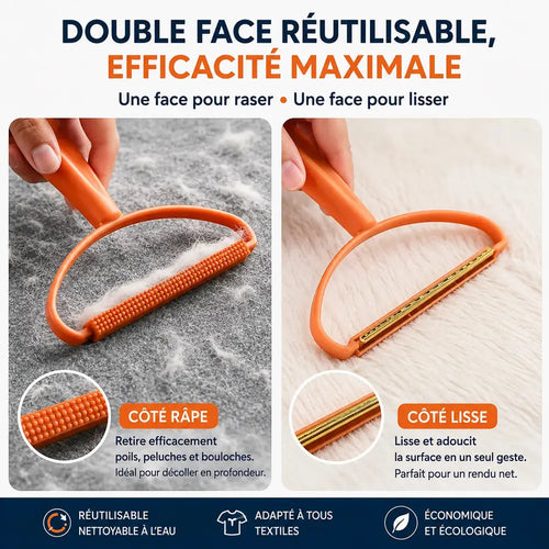 Brosse anti-poils double face, vue détaillée