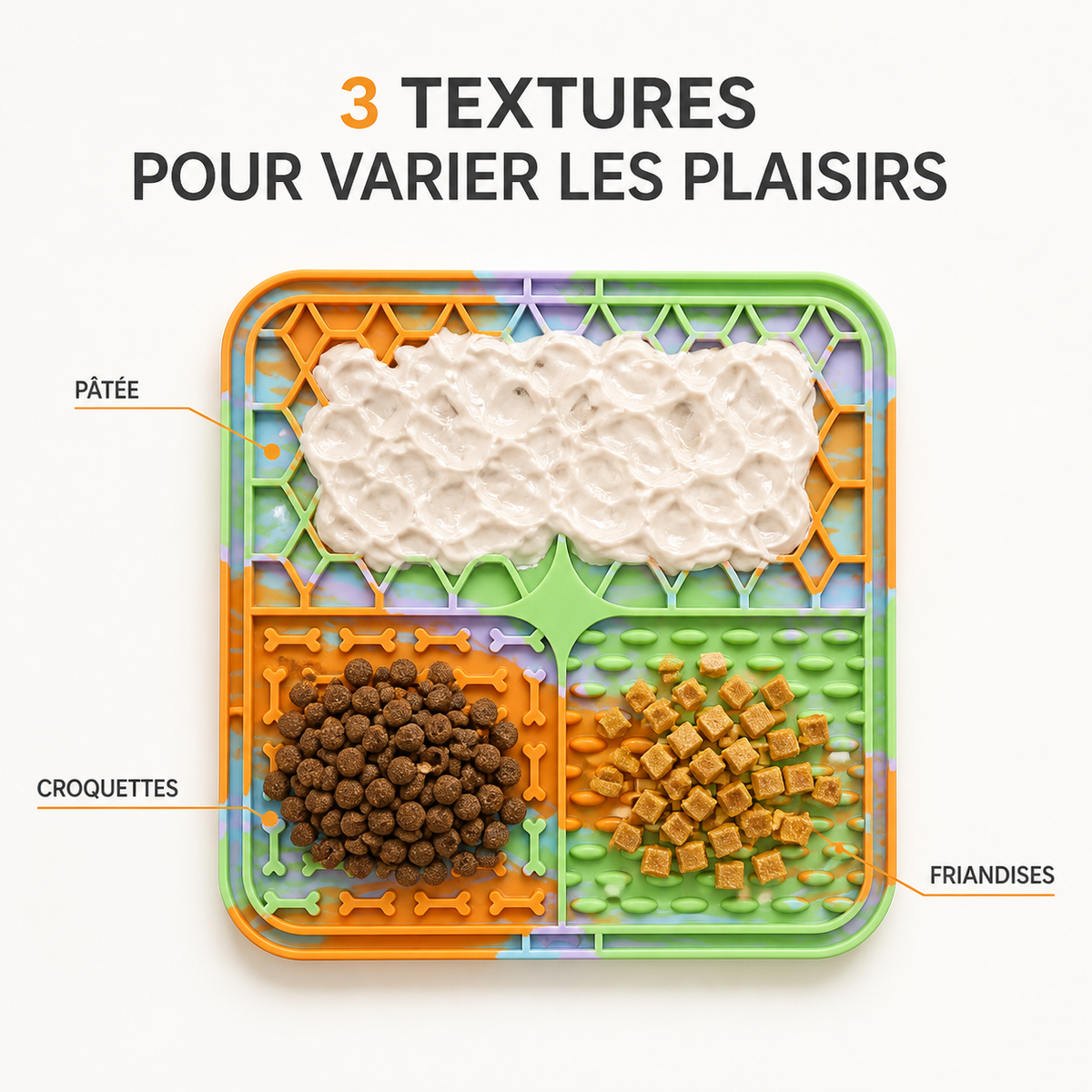 Tapis de léchage anti-stress pour chien, en situation d'utilisation