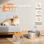 Fontaine à eau inox pour chat, capacité 2,2 litres